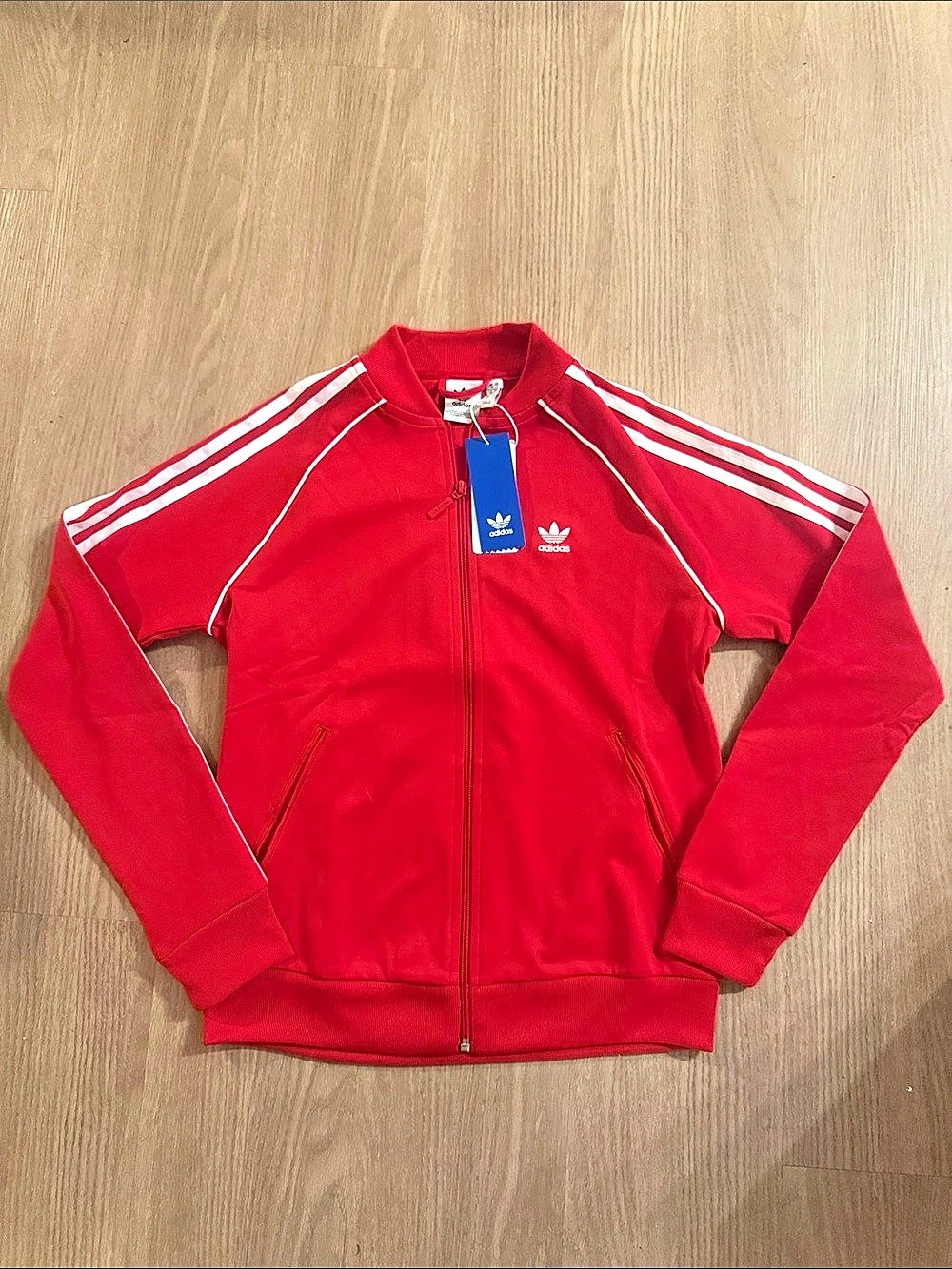 adidas SST Track Jacket Red & White Striped Size Small